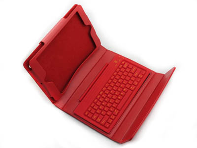 Red Wireless Bluetooth Keyboard PU Leather Stand Case Cover