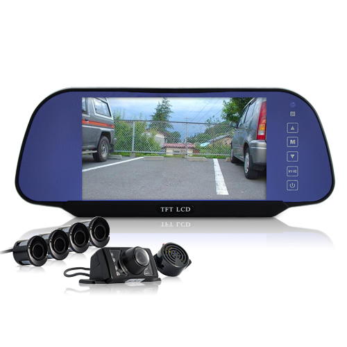 Car Reversing Set –  Rearview Camera, 4 Parking Sensors, Rearview Mirror