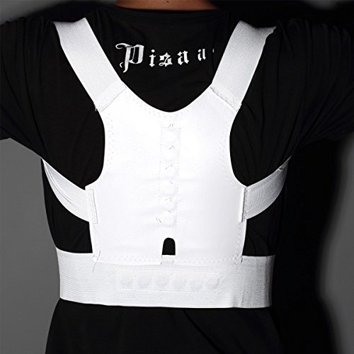 White Magnetic Posture Support Corrector Body Back Pain Belt