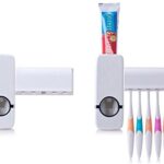 Automatic One Touch Tooth Paste Dispenser Plastic Toothbrush Holder