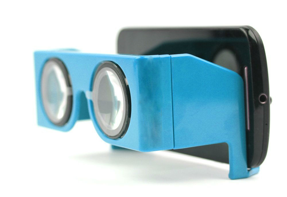Blue Virtual Reality 3D And Headset Video Glasses