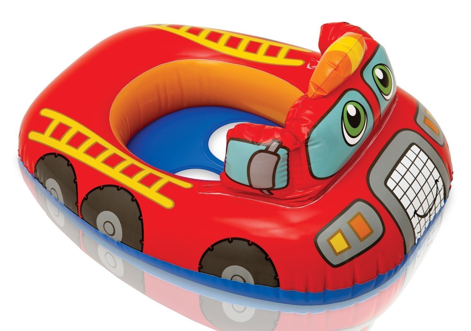 Red Fire Engine Shape Inflatable Swim Pool Water Float Ring Cruiser