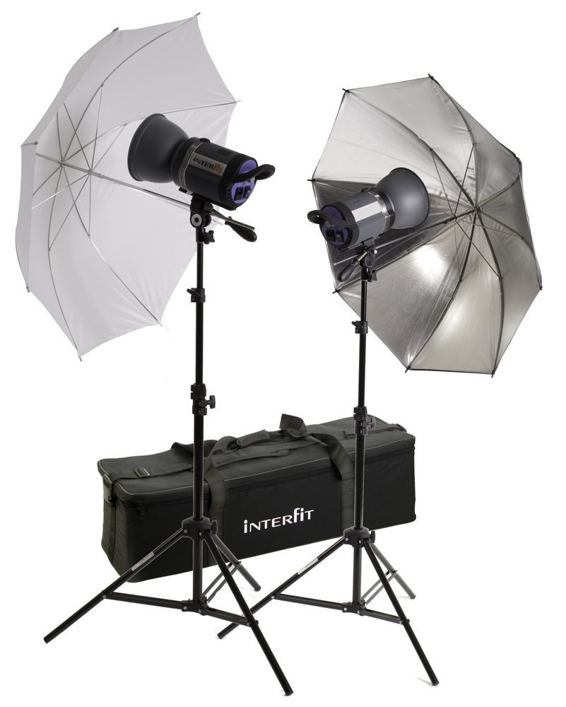 Interfit INT157 Stellar 750 X Tungsten Twin Umbrella Kit With Two Heads