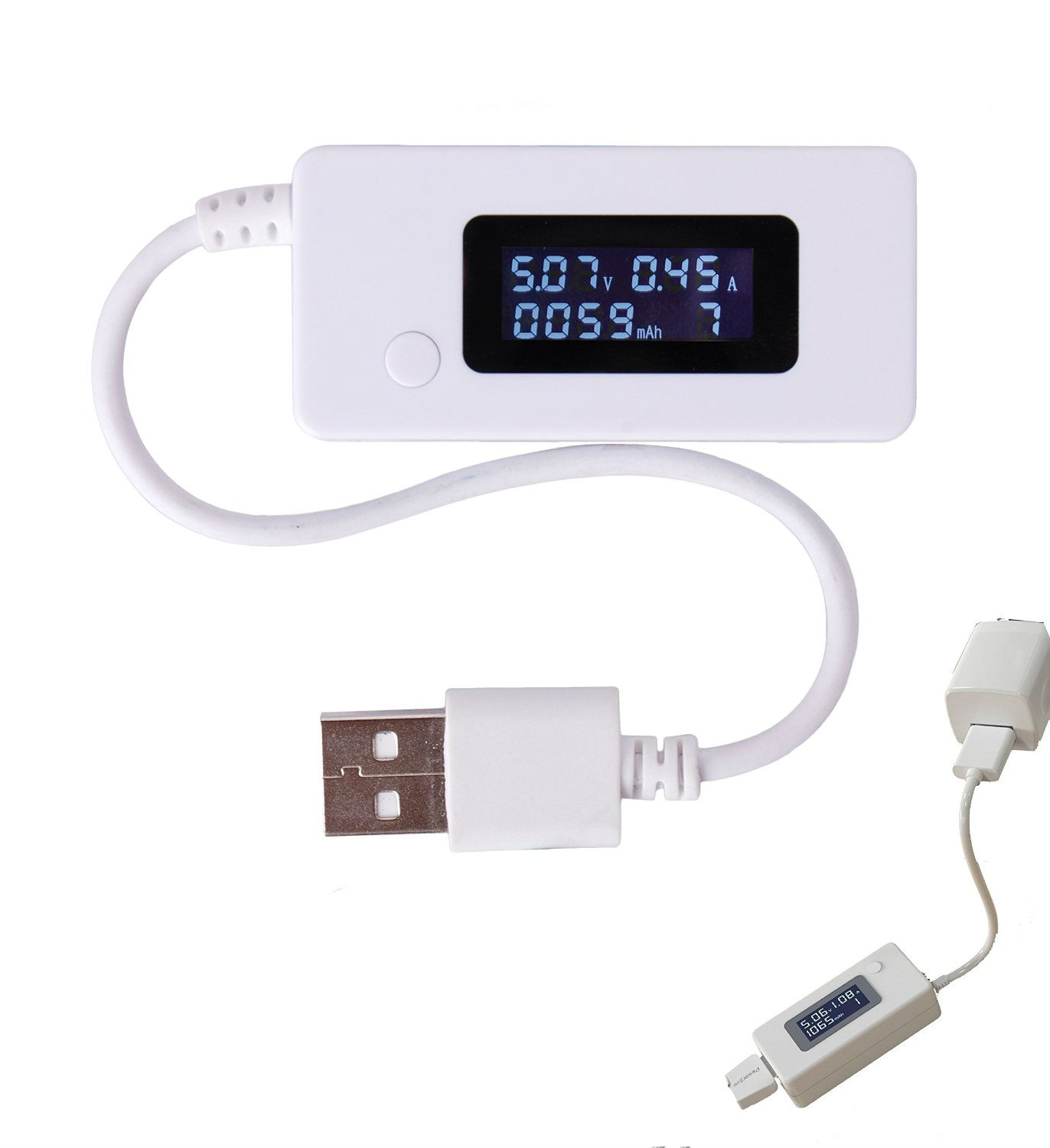 White USB Port Tester Charger