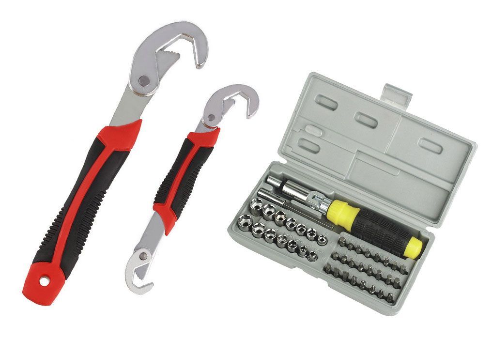 41 Pcs Tool Kit With Snap N Grip Multipurpose Wrench Standard Screwdriver Set