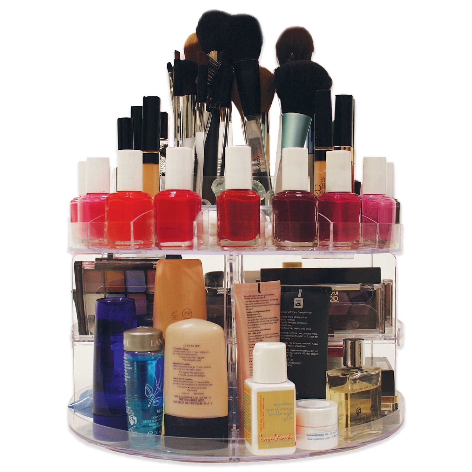Rotating And Holds Up To 200 Items Spins 360 Degrees Cosmetic Organizer Box