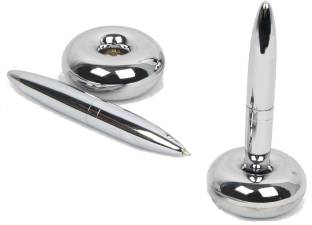 Silver Compartments Metal Pen Stand