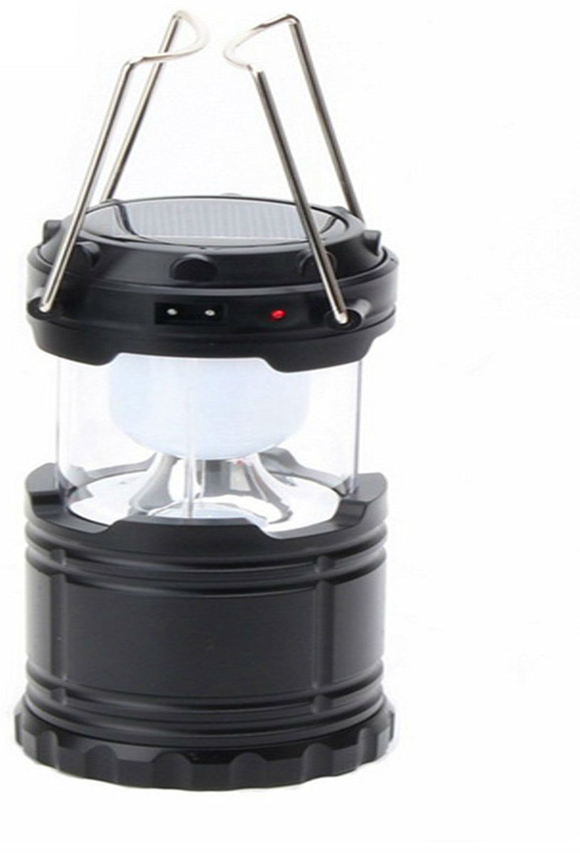 Solar Rechargeable 6 LED Camping Black Plastic Lantern