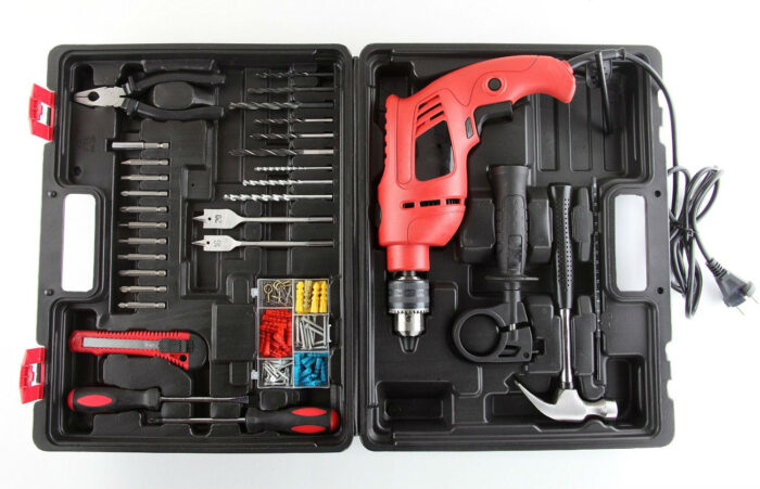 13 mm Impact Drill with Variable Speed, Reverse Hammering Function Kit