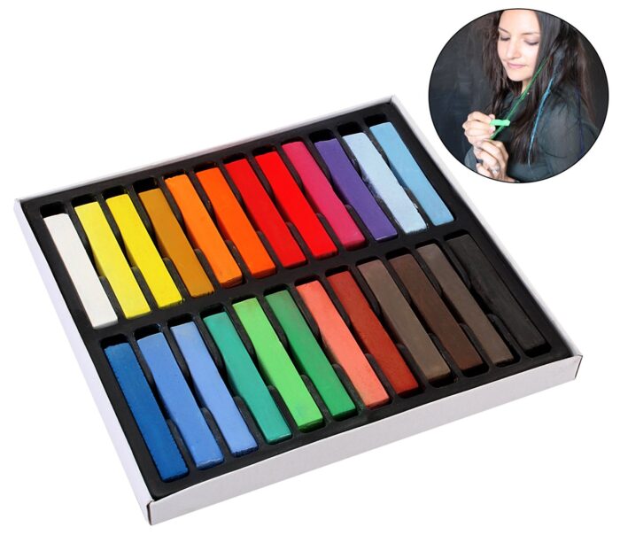 24 Non Toxic Temporary Hair Colouring Soft Pastels