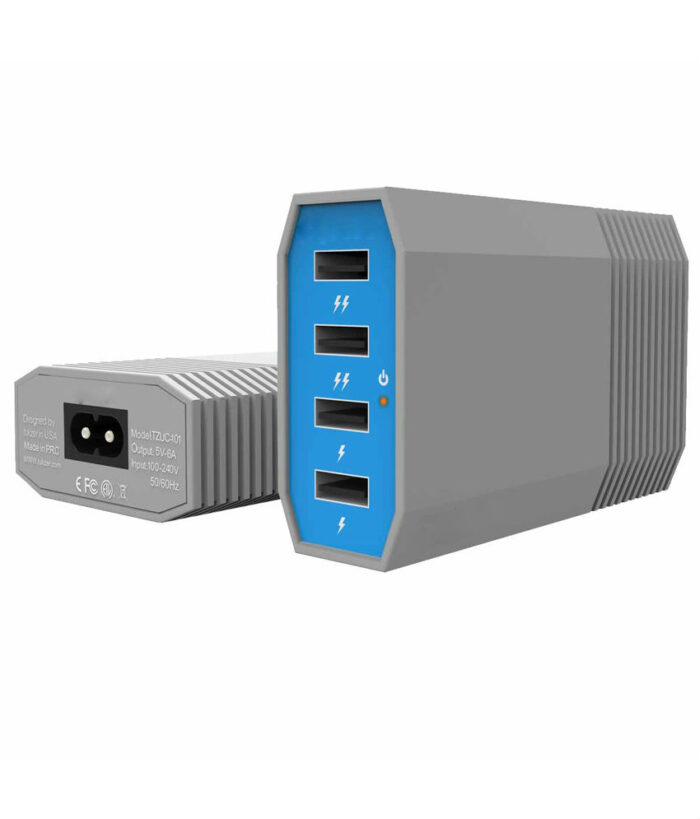 Blue Grey 4 Ports USB Charging Hub 6Amp