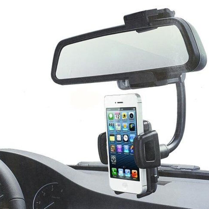 Car Rear View Mirror Universal Mobile Mount Holder With Flexible Goose Neck