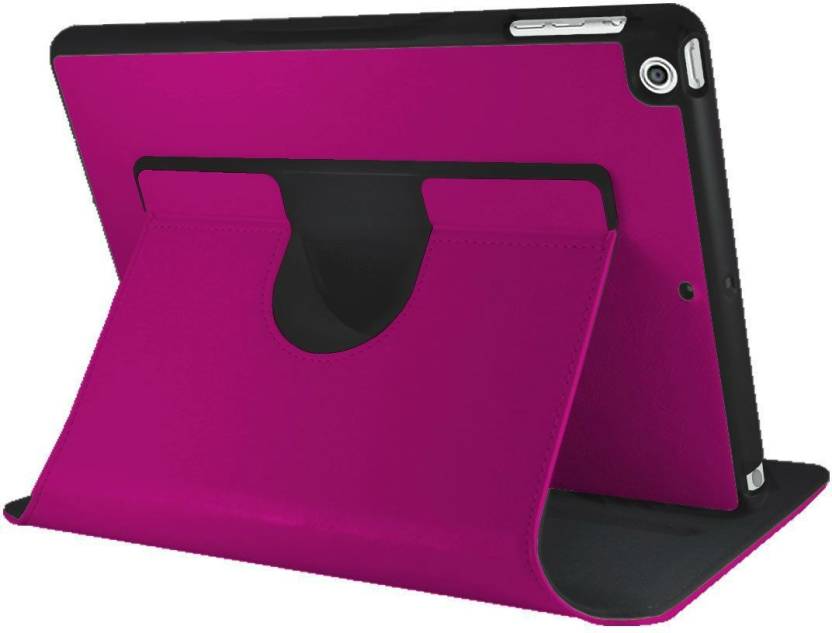 Pink Premium Leather 360 Degree Rotatable Slim Portfolio Case for Apple iPad Air