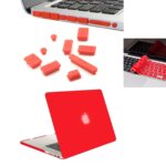 Red 13-Inch Rubberized Hard Case, Silicone Keyboard Guard & Anti dust Ports Cover with Retina Display Shell Cover for MacBook.