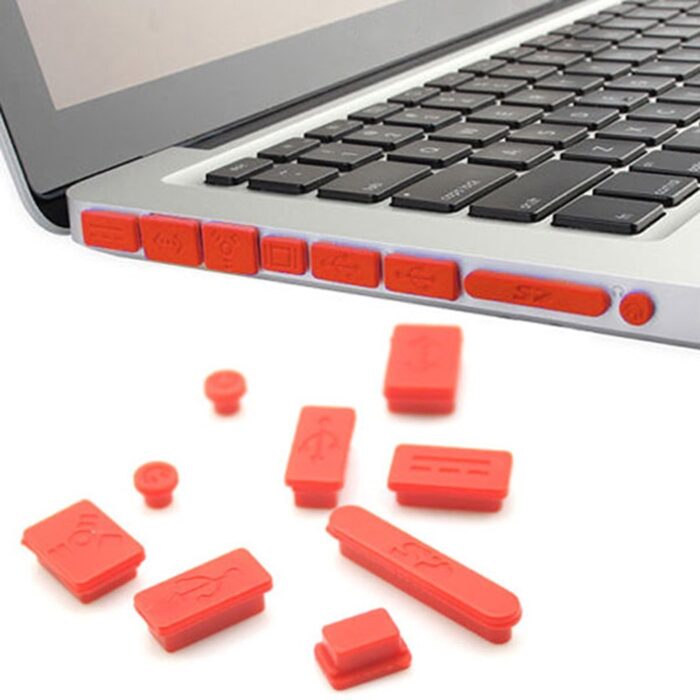 Red 13-Inch Rubberized Hard Case, Silicone Keyboard Guard & Anti dust Ports Cover with Retina Display Shell Cover for MacBook.