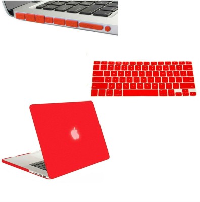 Red 13-Inch Rubberized Hard Case, Silicone Keyboard Guard & Anti dust Ports Cover with Retina Display Shell Cover for MacBook.