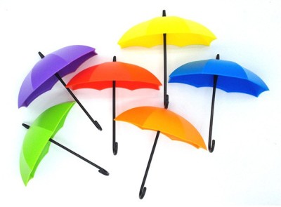 Set of 6 Pcs Umbrella Drop Style Clothes, Key And Hat Wall Hanger Hooks